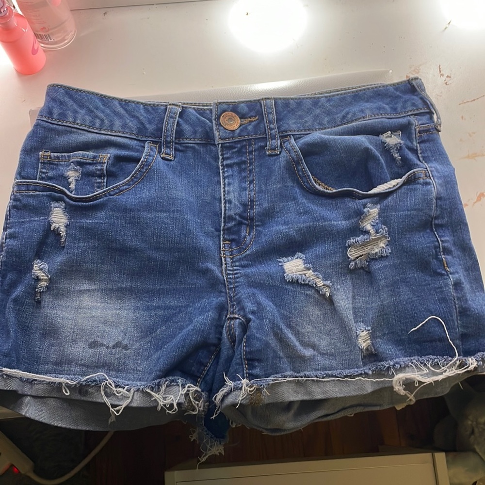 Dark blue denim shorts